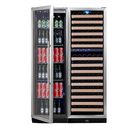 72" Large Wine And Beverage Cooler Drinks Combo With Clear Door