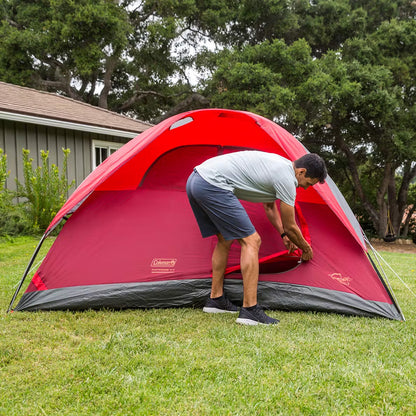 Coleman 6-Person Flatwoods II Lightweight Dome Camping Tent - Red [2207385]