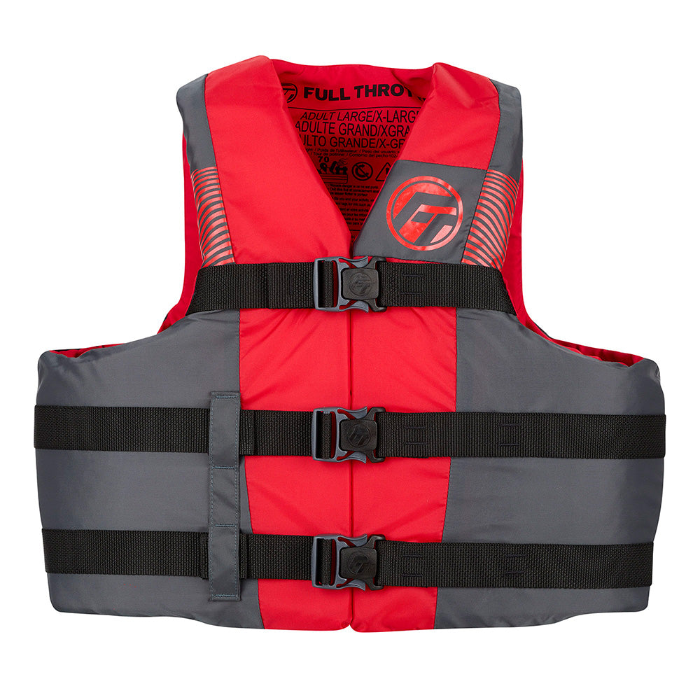 Full Throttle Adult Nylon Life Jacket - 2X/4X - Black/Red [112200-100-080-26]