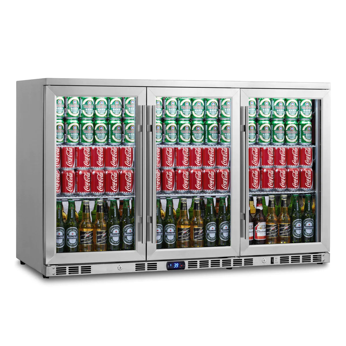 53 Inch Heating Glass 3 Door Large Beverage Refrigerator