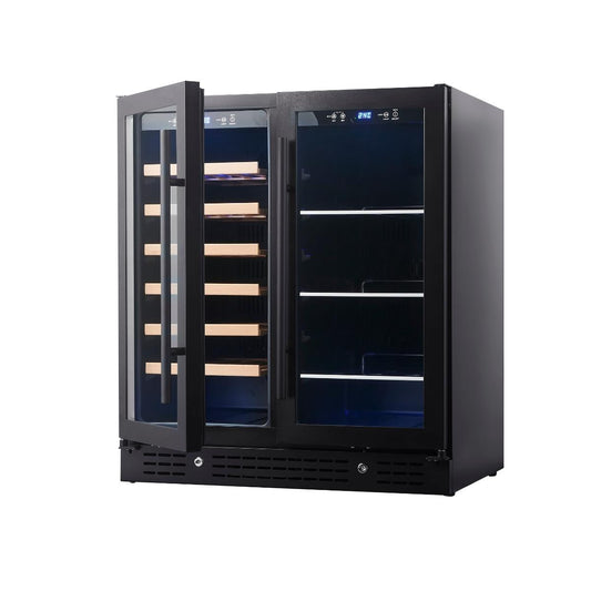 30 Inch Under Counter Combination Beer and Wine Cooler with Low-E Glass Door