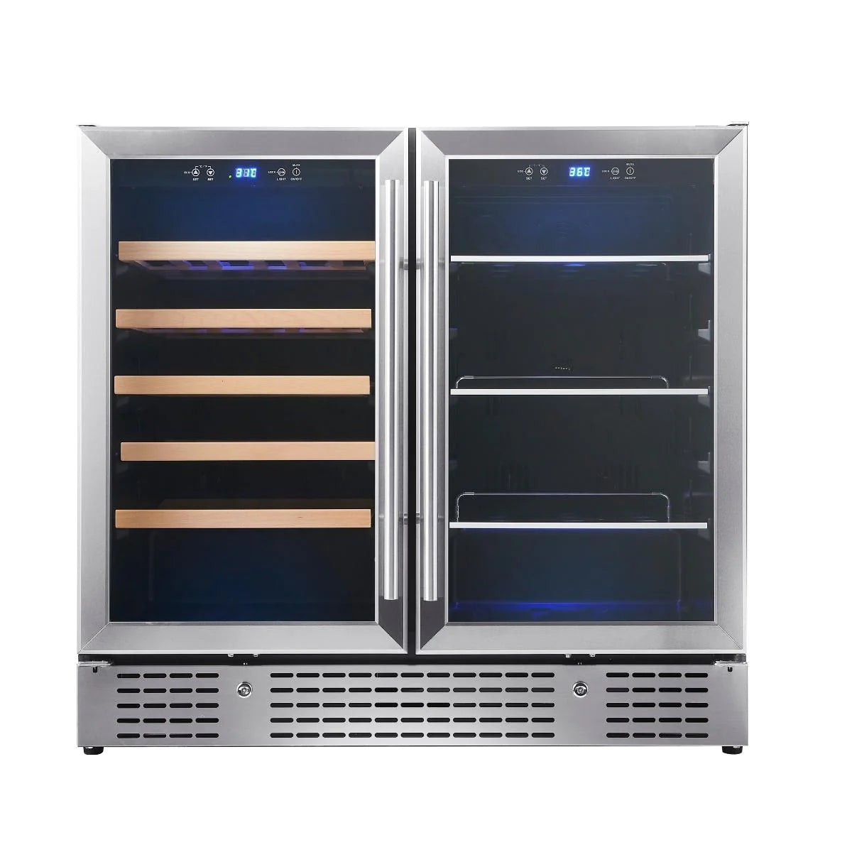 36 Inch Beer and Wine Cooler Combination with Low-E Glass Door