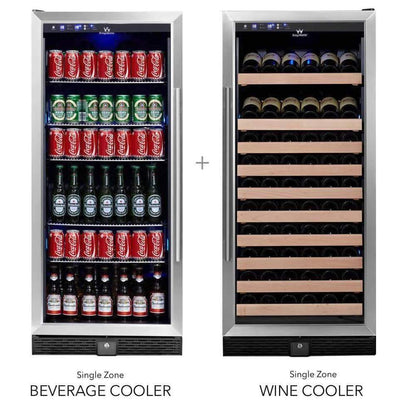 56 Inch Upright Wine And Beverage Refrigerator Combo With Glass Door